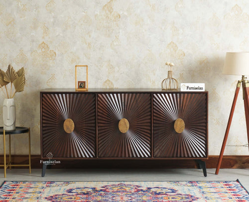 Greece Premium Look Wooden Sideboard Cabinet 3 Doors Furniselan Grey Finish