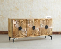 Greece Premium Look Wooden Sideboard Cabinet 3 Doors Furniselan Natural Finish