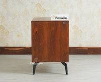 Greece Wooden Two Drawer Bedside Table Nightstand Furniselan Brown Finish