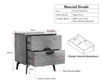 Greece Wooden Two Drawer Bedside Table Nightstand Furniselan Natural Finish