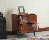 Greece Wooden Two Drawer Bedside Table Nightstand Furniselan Brown Finish