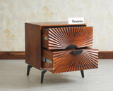 Greece Wooden Two Drawer Bedside Table Nightstand Furniselan Brown Finish