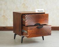 Greece Wooden Two Drawer Bedside Table Nightstand Furniselan Brown Finish