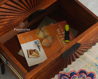 Greece Wooden Two Drawer Bedside Table Nightstand Furniselan Brown Finish