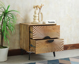 Greece Wooden Two Drawer Bedside Table Nightstand Furniselan Natural Finish