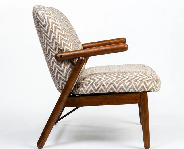 Greensboro Cotton Wooden Arm Chair Furniselan Teak Finish