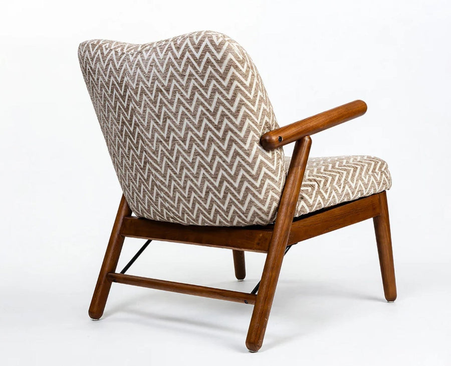 Greensboro Cotton Wooden Arm Chair Furniselan Teak Finish