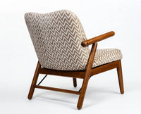 Greensboro Cotton Wooden Arm Chair Furniselan Teak Finish