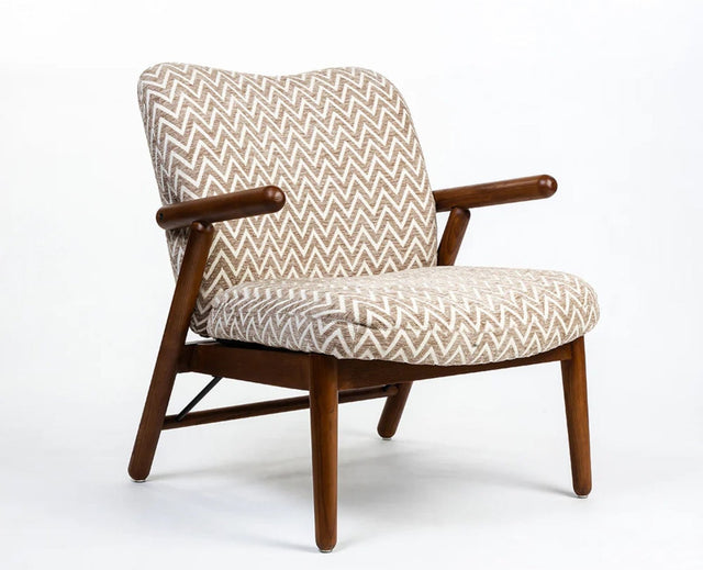Greensboro Cotton Wooden Arm Chair Furniselan Teak Finish