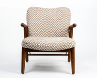 Greensboro Cotton Wooden Arm Chair Furniselan Teak Finish
