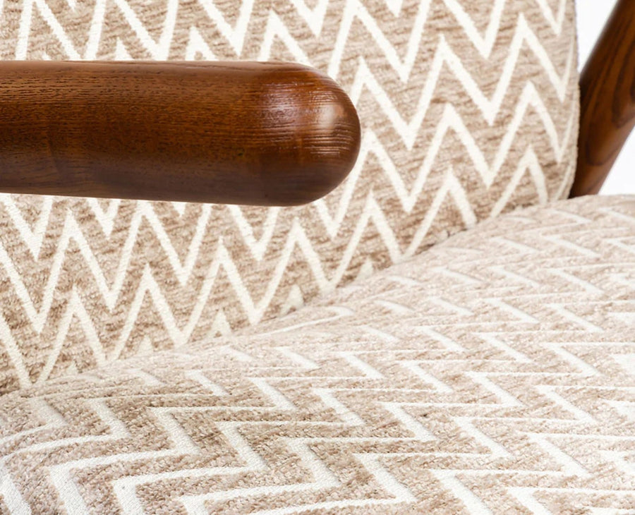 Greensboro Cotton Wooden Arm Chair Furniselan Teak Finish
