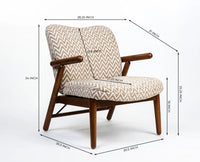 Greensboro Cotton Wooden Arm Chair Furniselan Teak Finish