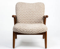 Greensboro Cotton Wooden Arm Chair Furniselan Teak Finish