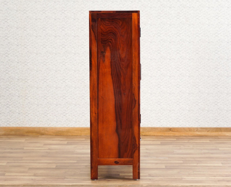 Guwahati Sheesham Wood Kitchen Crockery Cabinet Two Door One Drawer Furniselan - Maple-Finish
