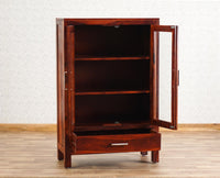 Guwahati Sheesham Wood Kitchen Crockery Cabinet Two Door One Drawer Furniselan - Maple-Finish