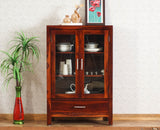 Guwahati Sheesham Wood Kitchen Crockery Cabinet Two Door One Drawer Furniselan - Maple-Finish