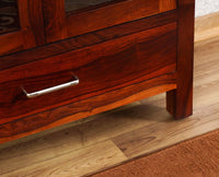 Guwahati Sheesham Wood Kitchen Crockery Cabinet Two Door One Drawer Furniselan - Maple-Finish