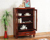 Guwahati Sheesham Wood Kitchen Crockery Cabinet Two Door One Drawer Furniselan - Maple-Finish