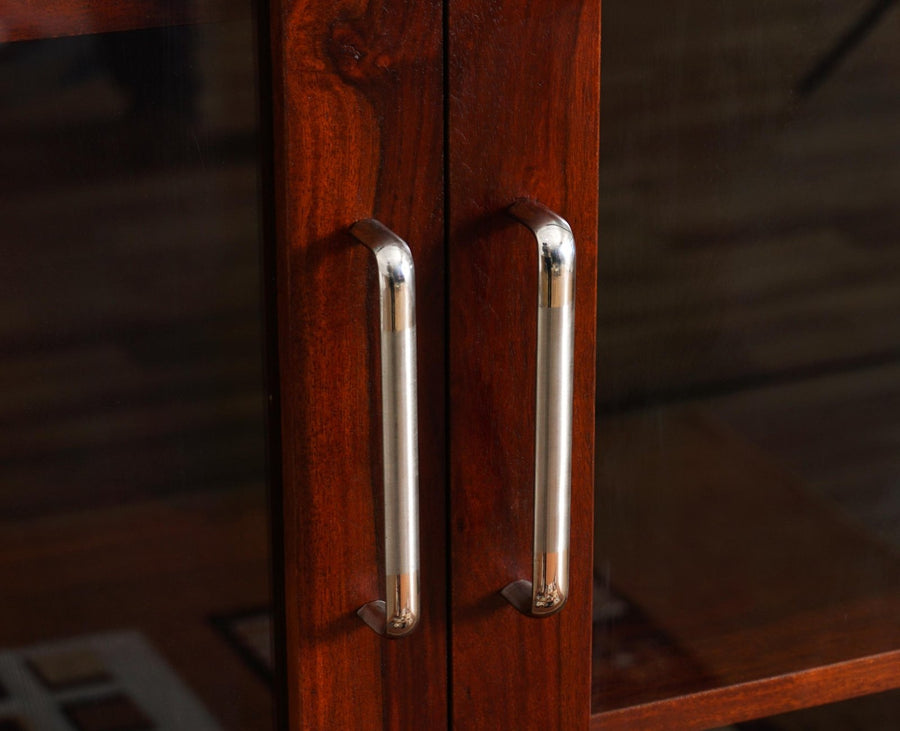 Guwahati Sheesham Wood Kitchen Crockery Cabinet Two Door One Drawer Furniselan - Maple-Finish