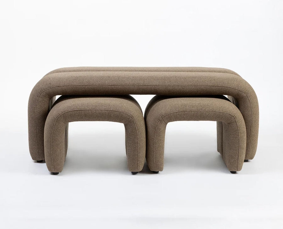 Hampstead Cotton Bench with Stool Furniselan Light Brown
