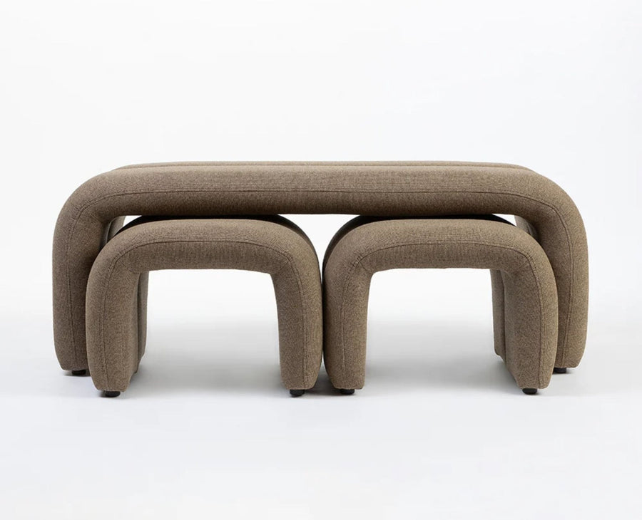 Hampstead Cotton Bench with Stool Furniselan Light Brown
