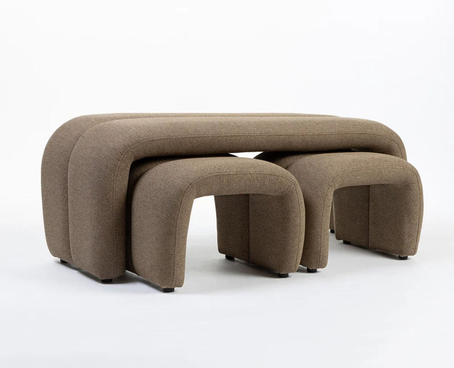 Hampstead Cotton Bench with Stool Furniselan Light Brown