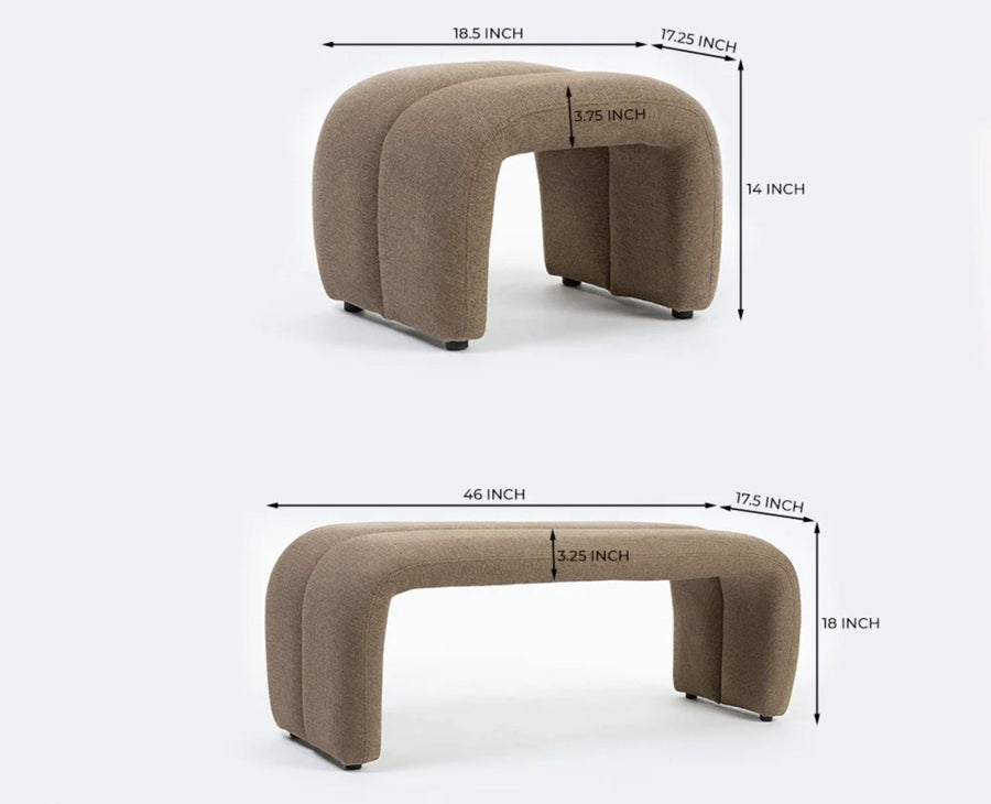 Hampstead Cotton Bench with Stool Furniselan Light Brown