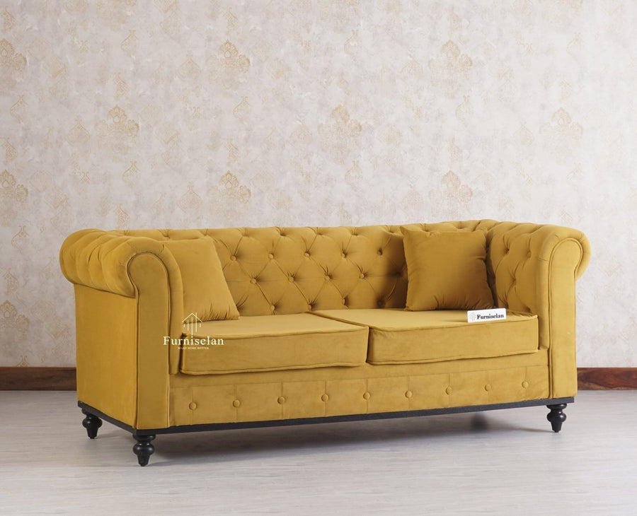 Haralur 3 Seater Sofa - sofa - Furniselan - Mustard