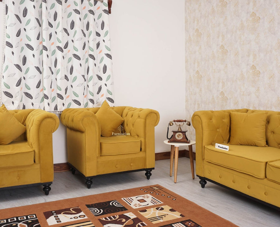 Haralur 3 Seater Sofa - sofa - Furniselan - Mustard