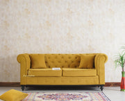 Amberline Three Seater Sofa Upholstery Mustard Fabric