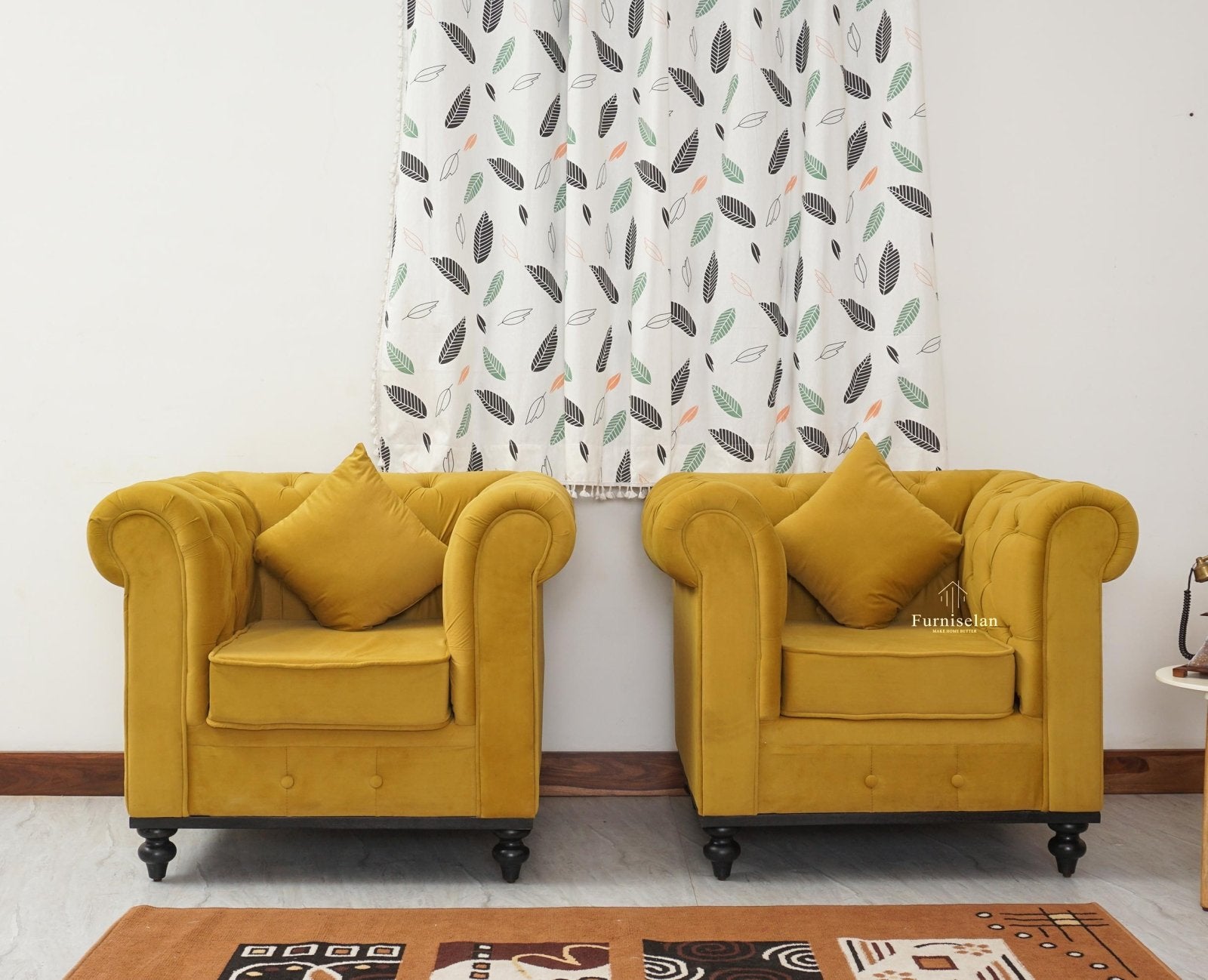Haralur 5 Seater Sofa Set Furniselan - Mustard
