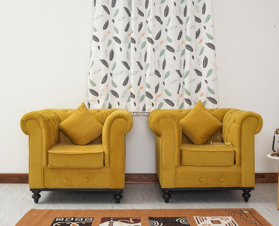 Haralur 5 Seater Sofa Set Furniselan - Mustard