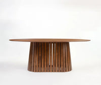 Harlen MDF Walnut 6 Seater Dining Table Walnut brown