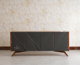Hebbal Solid Wood Four Doors Sideboard Cabinet Furniselan - Brown/Slate-Grey