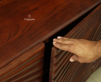 Hebbal Solid Wood Four Doors Sideboard Cabinet Furniselan 
Grey Finish