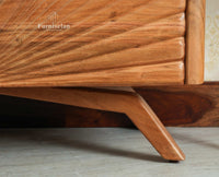 Hebbal Solid Wood Four Doors Sideboard Cabinet Furniselan  Natural FInish