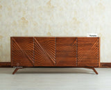 Hebbal Solid Wood Four Doors Sideboard Cabinet Furniselan Brown Finish