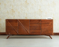 Hebbal Solid Wood Four Doors Sideboard Cabinet Furniselan Brown Finish