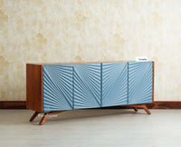 Hebbal Solid Wood Four Doors Sideboard Cabinet Furniselan Brown/China Blue