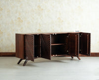 Hebbal Solid Wood Four Doors Sideboard Cabinet Furniselan 
Grey Finish