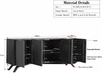 Hebbal Solid Wood Four Doors Sideboard Cabinet Furniselan 
Grey Finish