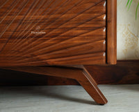 Hebbal Solid Wood Four Doors Sideboard Cabinet Furniselan Brown Finish