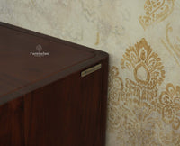Hebbal Solid Wood Four Doors Sideboard Cabinet Furniselan 
Grey Finish