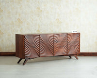 Hebbal Solid Wood Four Doors Sideboard Cabinet Furniselan 
Grey Finish