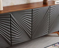 Hebbal Solid Wood Four Doors Sideboard Cabinet Furniselan - Brown/Slate-Grey