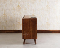 Hebbal Solid Wood Four Doors Sideboard Cabinet Furniselan - Brown/Slate-Grey