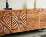 Hebbal Solid Wood Four Doors Sideboard Cabinet Furniselan  Natural FInish