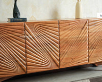 Hebbal Solid Wood Four Doors Sideboard Cabinet Furniselan  Natural FInish