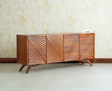 Hebbal Solid Wood Four Doors Sideboard Cabinet Furniselan Brown Finish