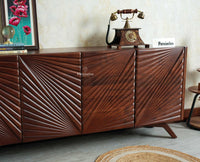 Hebbal Solid Wood Four Doors Sideboard Cabinet Furniselan 
Grey Finish